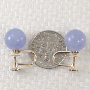 14K Yellow Gold Non-Pierced French Screw Back Lavender Jade Earrings