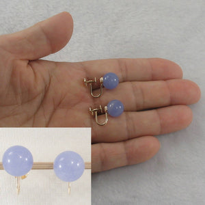 14K Yellow Gold Non-Pierced French Screw Back Lavender Jade Earrings