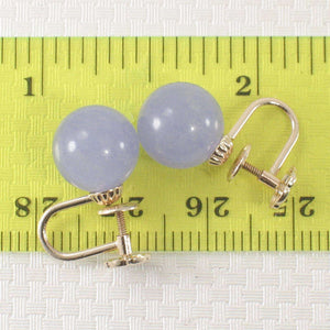 14K Yellow Gold Non-Pierced French Screw Back Lavender Jade Earrings