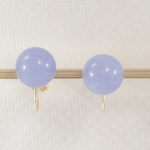 14K Yellow Gold Non-Pierced French Screw Back Lavender Jade Earrings