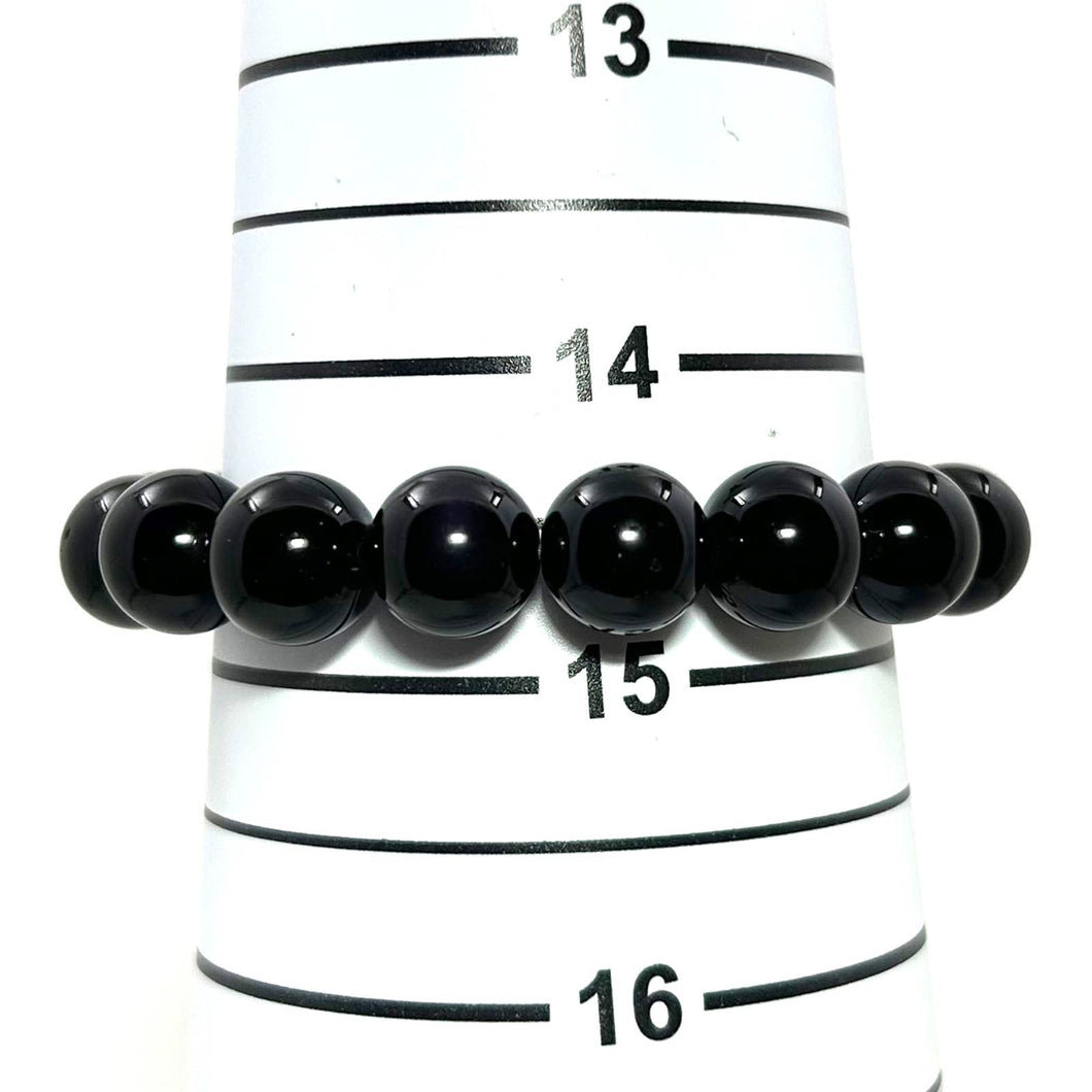 10mm Black Obsidian Gemstone Stretch Bracelet