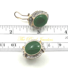 Load image into Gallery viewer, 14K Yellow Gold Omega Clip Diamond Green Jade Earrings