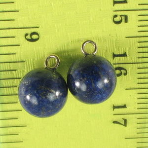 Pair of 8-8.5mm Blue Lapis Lazuli 14K Yellow Gold Eye-Pin Earrings