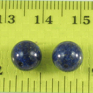 Pair of 8-8.5mm Blue Lapis Lazuli 14K Yellow Gold Eye-Pin Earrings