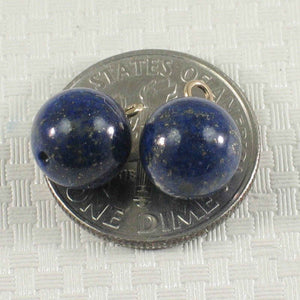 Pair of 8-8.5mm Blue Lapis Lazuli 14K Yellow Gold Eye-Pin Earrings