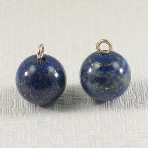 Pair of 8-8.5mm Blue Lapis Lazuli 14K Yellow Gold Eye-Pin Earrings