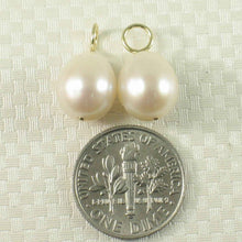 Load image into Gallery viewer, Pair of 9.5-10mm White Pearl; 14K Yellow Gold 5mm Eye Pin for Hoop Earrings