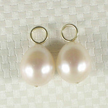 Load image into Gallery viewer, Pair of 9.5-10mm White Pearl; 14K Yellow Gold 5mm Eye Pin for Hoop Earrings