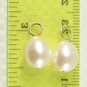 Pair of 9.5-10mm White Pearl; 14K Yellow Gold 5mm Eye Pin for Hoop Earrings