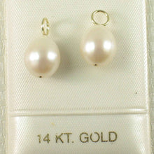 Load image into Gallery viewer, Pair of 9.5-10mm White Pearl; 14K Yellow Gold 5mm Eye Pin for Hoop Earrings