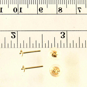 Pair of 14K Solid Yellow Gold Post & Backing for Stud Earrings