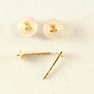 Pair of 14K Solid Yellow Gold Post & Backing for Stud Earrings