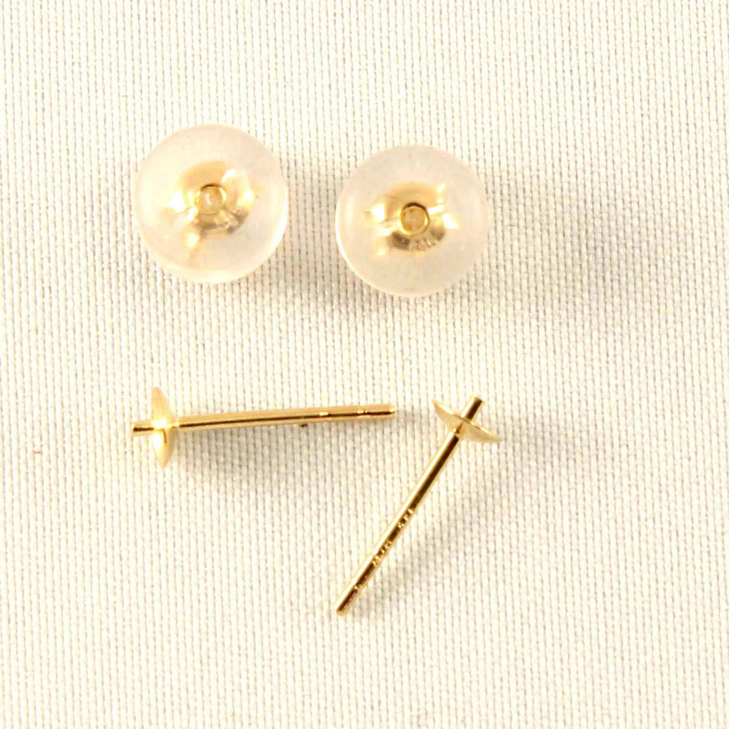 Pair of 14K Solid Yellow Gold Post & Backing for Stud Earrings