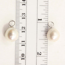 Load image into Gallery viewer, Pair of 9.5-10mm White Pearl; 14K White Gold 5mm Eye Pin for Hoop Earrings