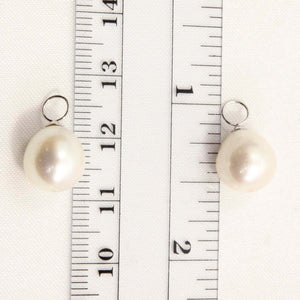 Pair of 9.5-10mm White Pearl; 14K White Gold 5mm Eye Pin for Hoop Earrings