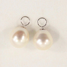 Load image into Gallery viewer, Pair of 9.5-10mm White Pearl; 14K White Gold 5mm Eye Pin for Hoop Earrings