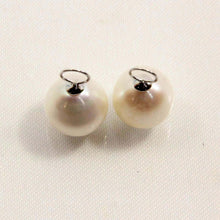 Load image into Gallery viewer, Pair of 9.5-10mm White Pearl; 14K White Gold 5mm Eye Pin for Hoop Earrings