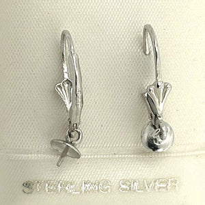 PS019-39 SILVER 925 A RHODIUM FINISHES LEVERBACK FINDING W/ EYE-PIN 5MM CUP EARRINGS