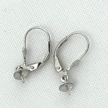 Load image into Gallery viewer, PS019-39 SILVER 925 A RHODIUM FINISHES LEVERBACK FINDING W/ EYE-PIN 5MM CUP EARRINGS