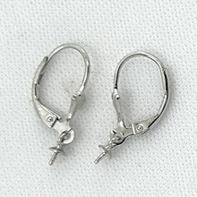 Load image into Gallery viewer, Pair of Rhodium Over Sterling Silver .925 Fleur De Lis Leverback with 3mm Cup