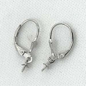 Pair of Rhodium Over Sterling Silver .925 Fleur De Lis Leverback with 3mm Cup