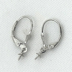 PS019-40 Rhodium Over Silver .925 Fleur De Lis Leverback W/ Eye-Pin 3mm Cup Earrings