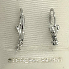 Load image into Gallery viewer, PS019-40 Rhodium Over Silver .925 Fleur De Lis Leverback W/ Eye-Pin 3mm Cup Earrings