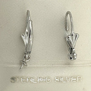 Pair of Rhodium Over Sterling Silver .925 Fleur De Lis Leverback with 3mm Cup