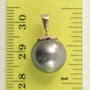 14k Yellow Gold Flower-Bale Pale-Black Tahitian Pearl Pendant