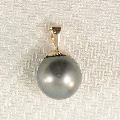 14k Yellow Gold Flower-Bale Pale-Black Tahitian Pearl Pendant