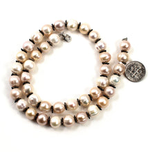 Load image into Gallery viewer, Pale Pink Baroque Pearl Necklace – Sterling Silver Bali Spacers