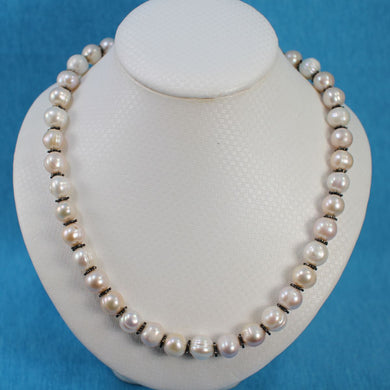 Pale Pink Baroque Pearl Necklace – Sterling Silver Bali Spacers