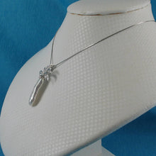 Load image into Gallery viewer, White Biwa Pearl Palm Tree Pendant – 14k White Gold + Diamonds