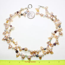 Load image into Gallery viewer, Peach Baroque Twist Pearl Necklace – Double Strand .925 Silver