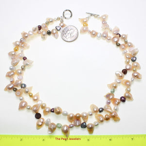 Peach Baroque Twist Pearl Necklace – Double Strand .925 Silver