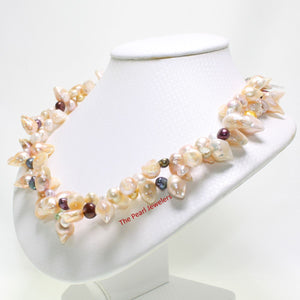 Peach Baroque Twist Pearl Necklace – Double Strand .925 Silver