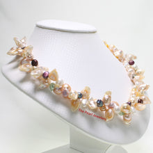 Load image into Gallery viewer, Peach Baroque Twist Pearl Necklace – Double Strand .925 Silver