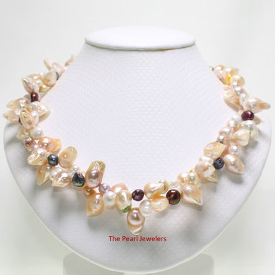 Peach Baroque Twist Pearl Necklace – Double Strand .925 Silver