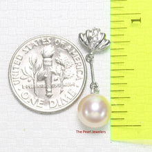 Load image into Gallery viewer, AAA Peach Pearl Pendant – 14k White Gold with Diamond Shell Bail