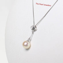 Load image into Gallery viewer, AAA Peach Pearl Pendant – 14k White Gold with Diamond Shell Bail