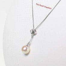 Load image into Gallery viewer, AAA Peach Pearl Pendant – 14k White Gold with Diamond Shell Bail