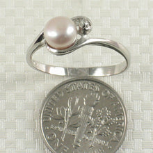 Load image into Gallery viewer, Solid Sterling Silver .925 Peach Cultured Pearl &amp; Cubic Zirconia Accent Ring