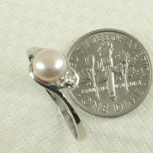 Load image into Gallery viewer, Solid Sterling Silver .925 Peach Cultured Pearl &amp; Cubic Zirconia Accent Ring