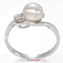 Load image into Gallery viewer, Solid Sterling Silver .925 Peach Cultured Pearl &amp; Cubic Zirconia Accent Ring