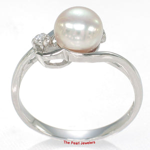 Solid Sterling Silver .925 Peach Cultured Pearl & Cubic Zirconia Accent Ring