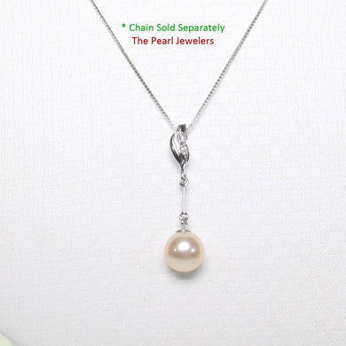 Peach Pearl Pendant – 14k White Gold Deco Bail