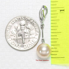 Load image into Gallery viewer, Peach Pearl Pendant – 14k White Gold Deco Bail