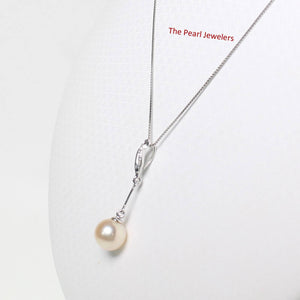 Peach Pearl Pendant – 14k White Gold Deco Bail