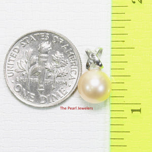 Peach Pearl Pendant – 14k White Gold with Diamond Bail