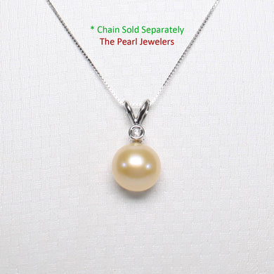 Peach Pearl Pendant – 14k White Gold with Diamond Bail